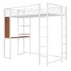 Okak 79.5IN Twin Size Metal Loft Bed with Desk, Twin Bed with 2 Shelves and 2 Ladders, Bed Frames for Bedroom, Dormitory - 4 of 4