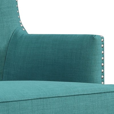 Heirloom Teal High-Back Accent Chair with Studded Trim