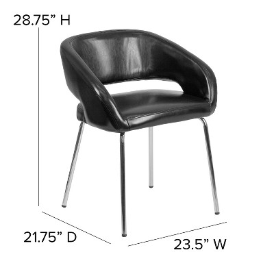 Contemporary Black LeatherSoft Lounge Chair with Chrome Legs