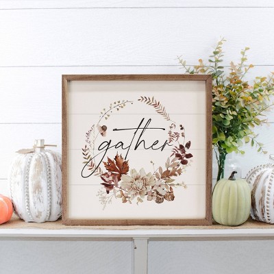 Kendrick Home Autumn Gather Wreath Wall Art