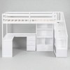 Twin Size Loft Bed with L-Shaped Desk, Drawers, Cabinet and Storage Stairs, Space-Saving Wood Frame for Kids - 3 of 4