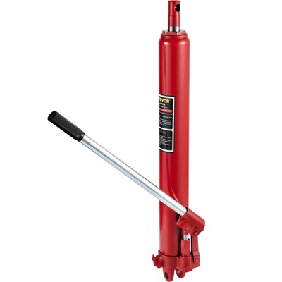 Munora 8-Ton Hydraulic Long Ram Jack, Red, with Single Piston Pump and Clevis Base, Manual Engine Lift Hoist for Garage/Shop Cranes