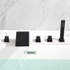 Cobbe 5-Hole Bathtub Faucet Set in Matte Black Set - with Hot/Cold Water Switch, Diverter Knob, Hand Shower Head and 4.72-Inch Wide Waterfall Spout - 4 of 4