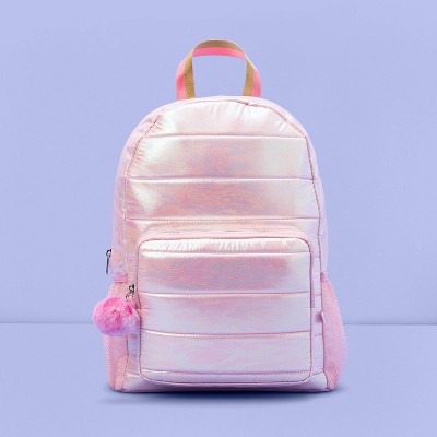 pink metallic backpack