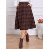 INSPIRE CHIC Women's Vintage Plaid High Waist A-Line Pleated with Pockets Midi Skirt - 4 of 4