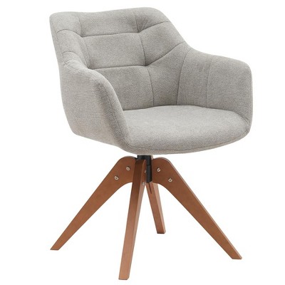 Suede Black Modern Swivel Office Accent Arm Chair with Oak Wood Legs for Small Space