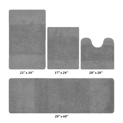 Granada 4 Piece Bath Rug Set 100% Premium Cotton Tufted Non-Slip Backing Bathmats for Bathroom, Super Soft Absorbent, Machine Washable