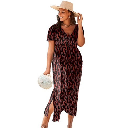 Swimsuits for All Women's Plus Size Pack N' Go Wrinkle-Resistant Maxi Cover Up Dress - image 1 of 4