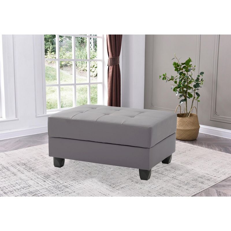 Passion Furniture Nyla Gray Faux Leather Upholstered Storage Ottoman, 4 of 5