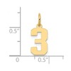 Black Bow Jewelry 14k Yellow Gold, Athletic Collection, Small Polished Number 3 Pendant - 4 of 4