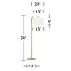 360 Lighting Serra Modern 64" Tall Standing Floor Lamps Set of 2 Lights Curved Chairside Arc Foot Switch Offset Arm Metal Warm Gold Finish Living Room - 4 of 4