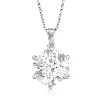 Ross-Simons 4.00 Carat Moissanite Solitaire Pendant Necklace in Sterling Silver