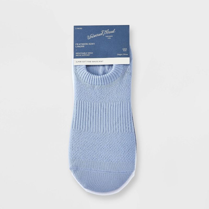 Women's 3pk Featherlight Super Soft Fine Gauge Knit Sneaker Liner Socks - Universal Thread™ 4-10, 3 of 5