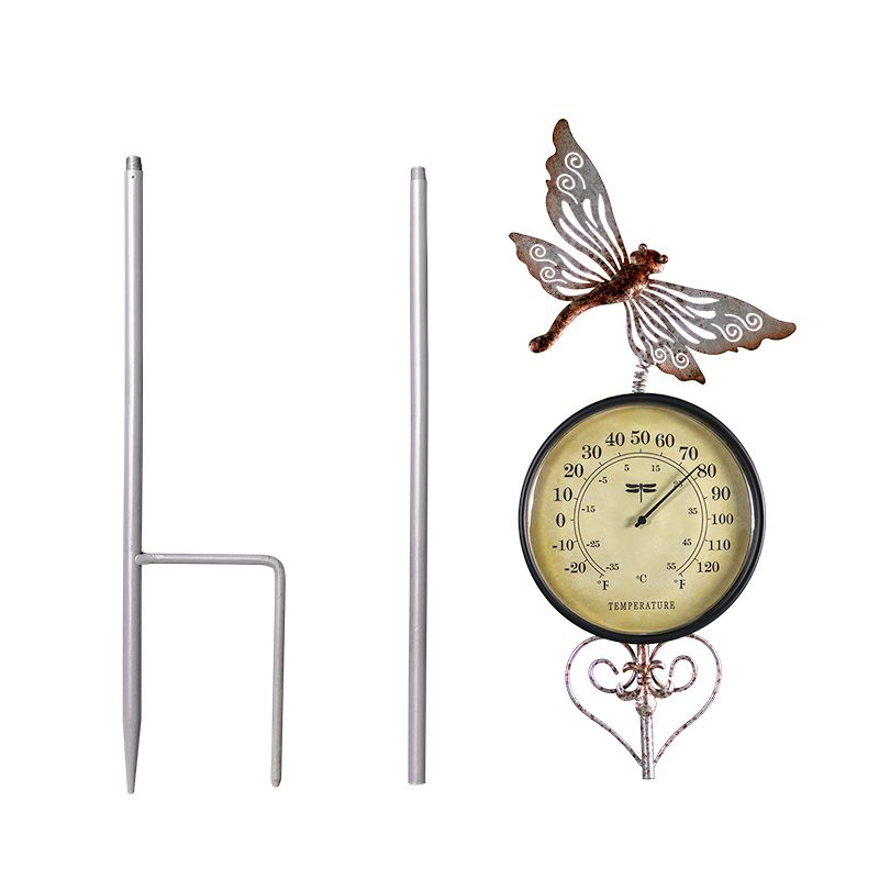 Swim Central 41.75" Iron  Dragonfly Garden Stake Thermometer, 2 of 5