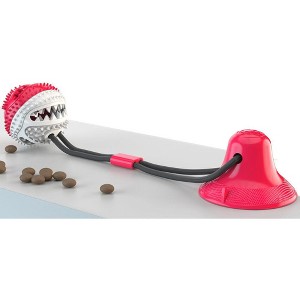 Pet Life Grip N Play Treat Dispensing Ball Shaped Suction Cup Dog Toy, Red - 1 of 1