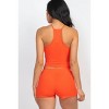 Slickblue Women's Ribbed Crop Cami Top & Shorts Set, Stretchy Lounge Outfit, Cloud/Orange, Size S-L - 2 of 4