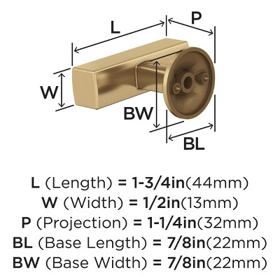 Champagne Bronze 1-3/4" Modern T-Handle Knob