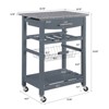 GlasFlength Kitchen Carts and Islands Modern Rolling Kitchen Cart with Spacious Storage for Kitchen, Gray,22.76”*15.75”*33.55" - 2 of 4
