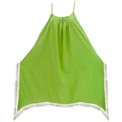 LA LEELA Women's Summer Vacation Beachwear Bathing Suit Holiday Swimwear Flowy Cover Ups Sleeveless Beach Dress for Women 16-18 Green, Solid