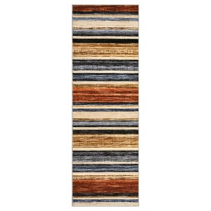 Machine Washable Indoor Modern Geometric Area Rugs with Stripped Lines, Soft Non Slip Floor Carpet for Home Office - 1 of 4