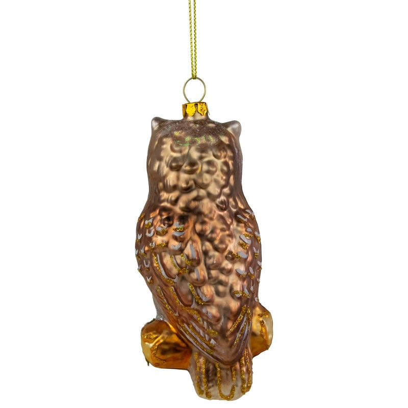 Northlight 5" Glittery Glass Perched Owl on a Branch Christmas Ornament - Gold/Silver, 5 of 6