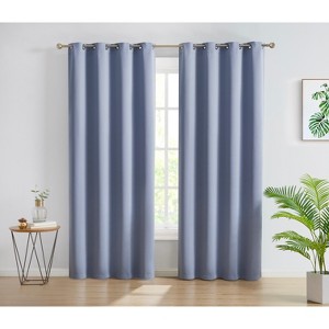 HLC.ME Oxford Curtains for Living Room, Room Darkening Energy Saving, Insulated Darkening Window Grommet Panels, Set of 2 - 1 of 4