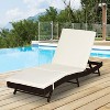 Patio Chaise Lounge 5 Position Adjustable Backrest & Cushion,  78.75" x 28" x 35", Coffee - 4 of 4