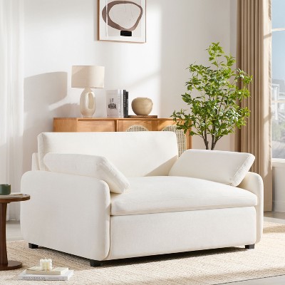 NicBex Oversized Chenille Deep Seat Single Sofa with Back Cushion & Pillows, Color Block Futon Couch for Living Room & Bedroom