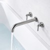Sumerain Wall Mount Tub Filler Faucet Brushed Nickel High Flow Bathtub Faucet, Long Spout Reach - 2 of 4