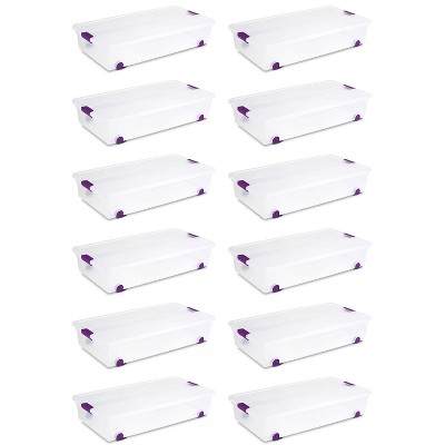  Sterilite 17611704 60 Quart ClearView Latch Lid Wheeled Underbed Box (12 Pack) 