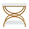 Resenkos Sofa Side End Table, End Table, Couch Table,2-Tier End Table, Rectangular Side Table with Stylish Metal Frame,Faux Marble White & Gold - 3 of 4