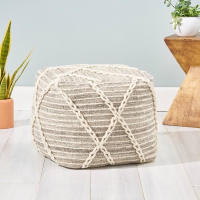 Borton Contemporary Pouf: Knitted Design, Indoor Use, No Assembly - Christopher Knight Home