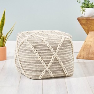 Borton Contemporary Pouf: Knitted Design, Indoor Use, No Assembly - Christopher Knight Home - 1 of 4