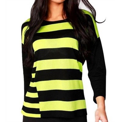 Women's 3/4 Sleeve Stripe Scoop Neck Sweater - ANGEL