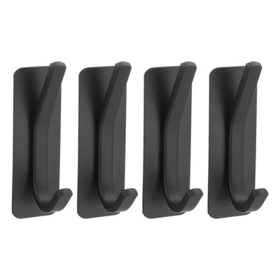 Unique Bargains Stainless Steel Self Adhesive Double Hook Wall Mounted Hanger