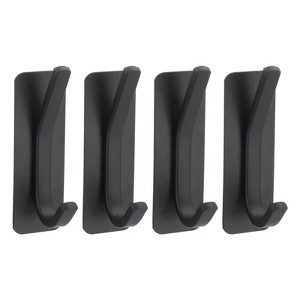Unique Bargains Stainless Steel Self Adhesive Double Hook Wall Mounted Hanger - 1 of 3