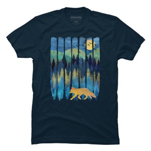 Men's Design By Humans Fox Forest Night By Maryedenoa T-Shirt - 1 of 4
