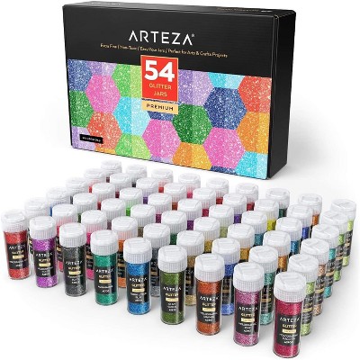 Arteza Glitter Shaker Jars Art Supply Set, Neon, Holographic - 54 Pack (ARTZ-8569-2)