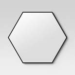 30" x 26" Metal Hexagon Mirror Natural MDF Black - Project 62™