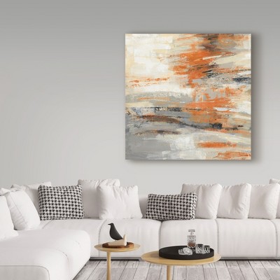 Golden Dust Crop Orange Abstract Canvas Art in 24x24 Frame