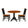 East West Furniture DLWE3-BCH-W 3 Pc Kitchen table set with a Kitchen Table and 2 Wood Seat Dining Chairs in Black and Cherry - 2 of 4