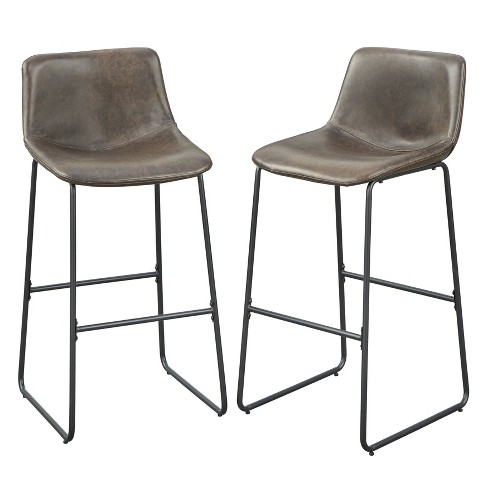 SET OF 2 KITCHEN COUNTER HEIGHT CHAIRS WITH MICROFIBER UPHOLSTERED IN BLACK 