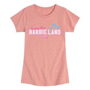 Girls' - Barbie - Greetings From Barbie Land Fitted Short Sleeve Graphic T-Shirt - 1 of 4
