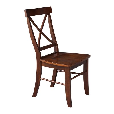 Espresso High Cross Back Solid Wood Side Chairs, Set of 2