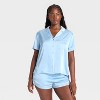 Women's Satin Short Sleeve Notch Collar Shirt and Shorts Pajama Set - Wild Fable™ - 4 of 4