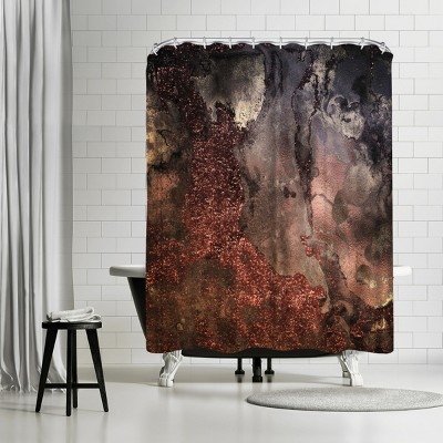 Americanflat Luxury Copper And Bronze Glitter Gold Gem Agate And Marble Texture by Grab My Art 71" x 74" Shower Curtain