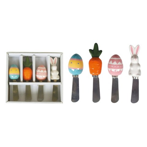 Transpac Ceramic Spreaders Set of 4 6.25 in Easter Kitchen Utensil Set Decorative and Functional
