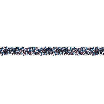 Beistle 4" x 15' 6-Ply Flame Resistant Metallic Festooning Garland Red/White/Blue 2/Pack 50281-RWB