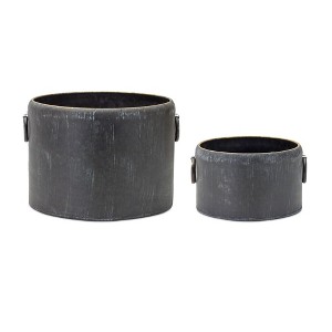 Melrose Round Distressed Metal Planter (Set of 2) - 1 of 3