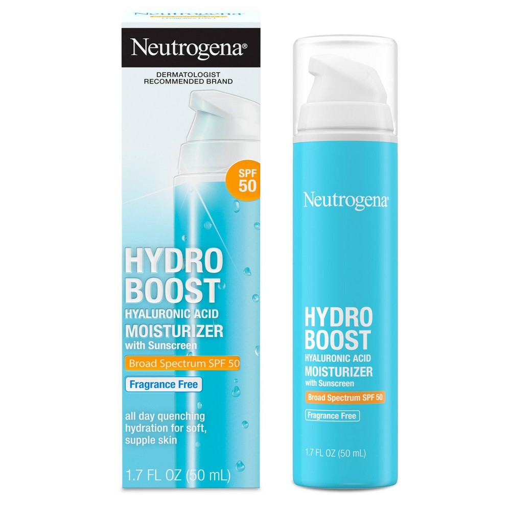 Photos - Cream / Lotion Neutrogena Hydro Boost Hyaluronic Acid Facial Moisturizer to Hydrate & Soothe Dry Skin - Fragrance Free - SPF 50 - 1.7 fl oz 